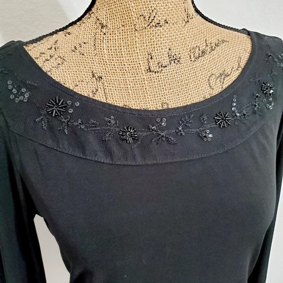 George black long sleeve bead sequin  embellished dressy top sz.Med. - Picture 3 of 6